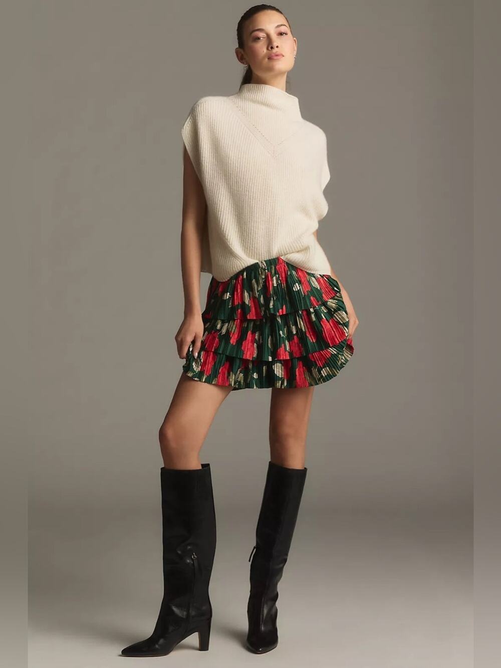 Anthropologie WAYF Tiered Mini Pleated Layered Skirt